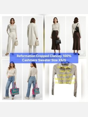 Reformation Cropped Clancey 100% Cashmere Top Size XS/S